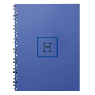 Caderno Espiral Monograma Azul Simples Na moda Moderno Inicial