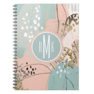 Caderno Espiral Monograma  Blush e Dourado I