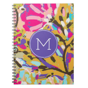 Caderno Espiral Monograma Boho Floral I Rosa