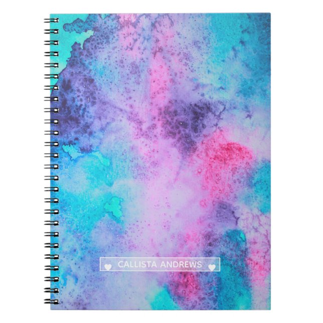 Caderno Espiral Monograma bonito cor azul púrpura salgada (Frente)