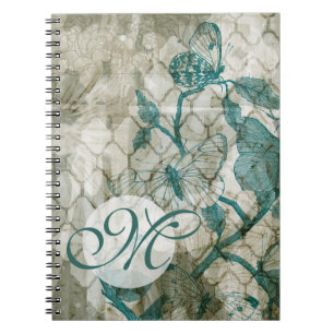 Caderno Espiral Monograma  Borboletas árabes VI