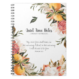 Caderno Espiral Monograma Botânico de Citros Elegantes Tempo Tranq