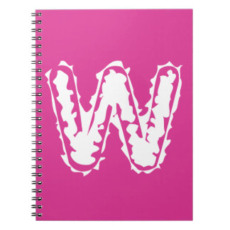 Caderno Espiral Monograma branco assustador a rosa