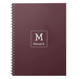 Caderno Espiral Monograma branco e nome da Dusty Burgundy