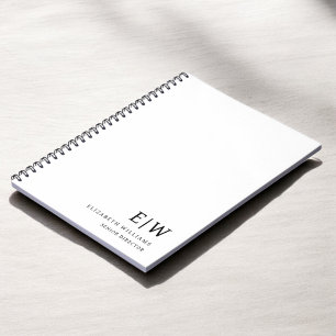 Caderno Espiral Monograma Branco Profissional de Negócios Inicial