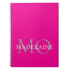 Caderno Espiral Monograma branco rosa