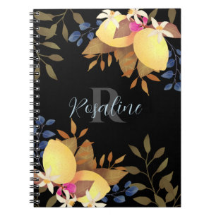 Caderno Espiral Monograma Chic Lemon Preto