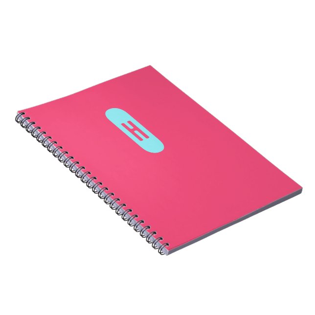 Caderno Espiral Monograma Chic Mínimo Azul Rosa (Lado Direito)