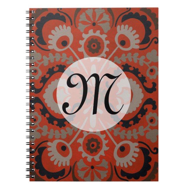Caderno Espiral Monograma | Cinnabar Suzani I (Frente)