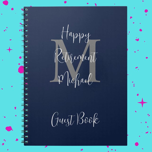 Caderno Espiral Monograma Cinza Azul,  Branca (Criador carregado)