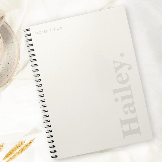Caderno Espiral Monograma Clássico Elegante Mínimo Nome Branco de  (Criador carregado)