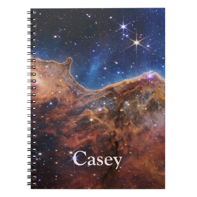 Caderno Espiral Monograma Clipes Cósmicos Carina Nebula Telescópio (Frente)