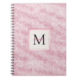 Caderno Espiral Monograma com Brilho Rosa Bege