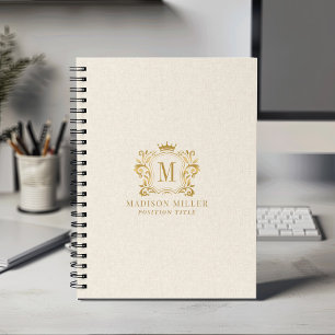Caderno Espiral Monograma da Coroa Crest Ouro Bege