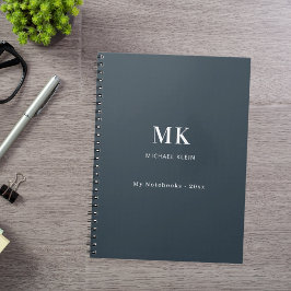 Caderno Espiral Monograma da designação da cinza de carvão vegetal