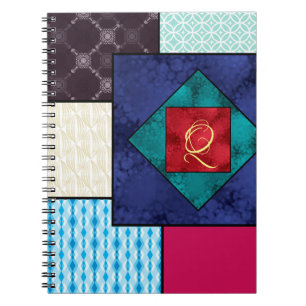 Caderno Espiral Monograma da edredão de retalhos