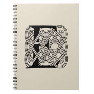 Caderno Espiral Monograma da Letra E com Impressão de Nó Celta Vin