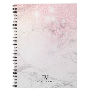 Caderno Espiral Monograma da Luxury Marble Glitter