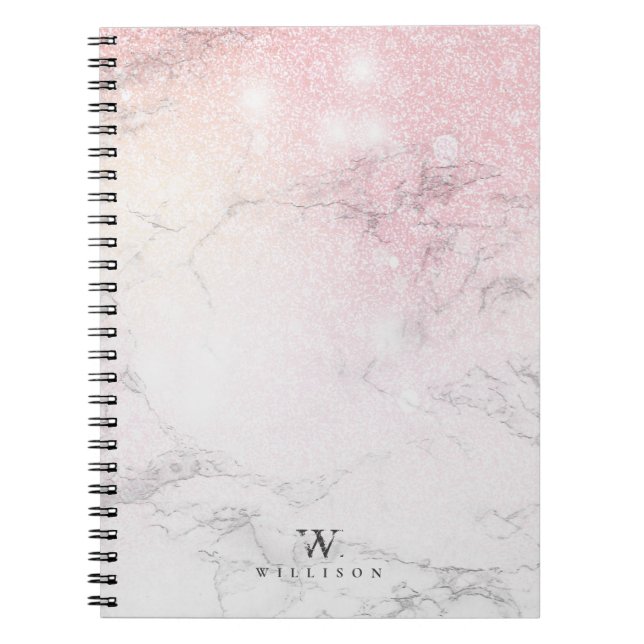 Caderno Espiral Monograma da Luxury Marble Glitter (Frente)