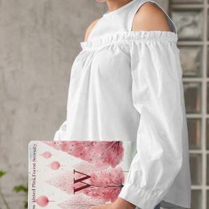 Caderno Espiral Monograma da Serenidade da Floresta de Inverno Ros