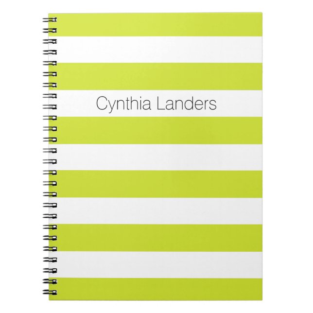 Caderno Espiral Monograma das faixas verdes em pera moderna (Frente)