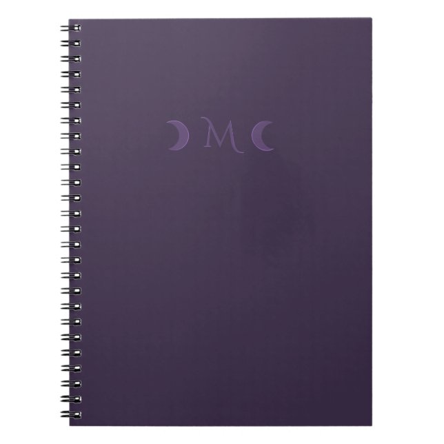 Caderno Espiral Monograma das luas violetas empoeiradas (Frente)