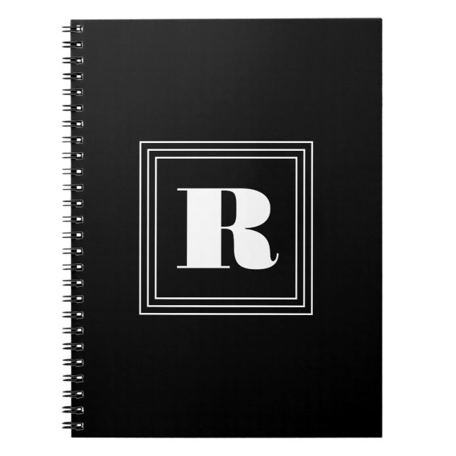 Caderno Espiral Monograma de 3 Quadros | Preto e branco (Frente)