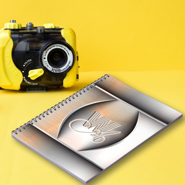 Caderno Espiral Monograma de Aço Brutado brilhante (Criador carregado)