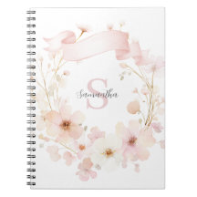 Monograma de Aquarela Floral Rosa