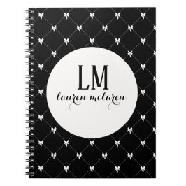 Caderno Espiral Monograma de Arco Preto e Branco
