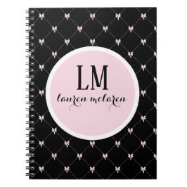 Caderno Espiral Monograma de Arco Preto e Rosa