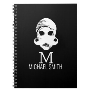 Caderno Espiral Monograma de bigode engraçado