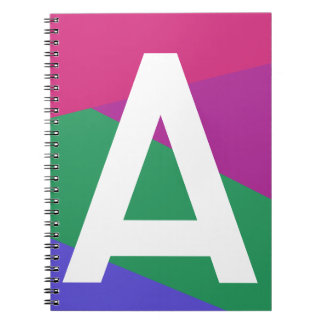 Caderno Espiral Monograma de Bloco de Cor Retro Personalizado