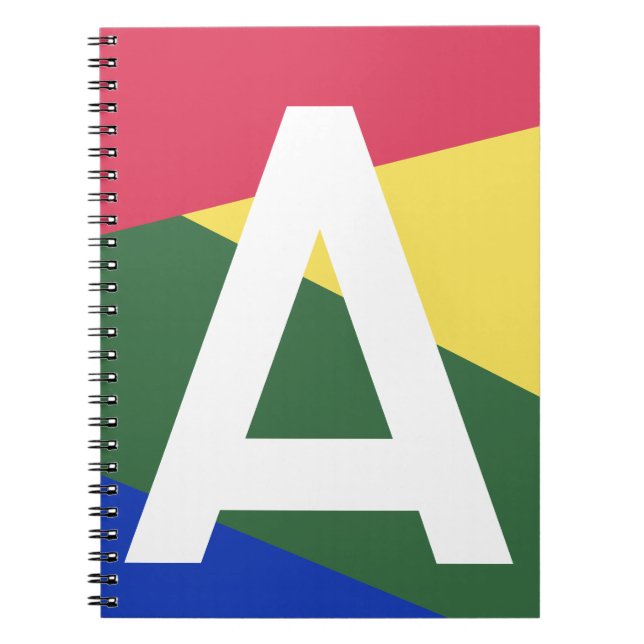 Caderno Espiral Monograma de Bloco de Cor Retro Personalizado (Frente)