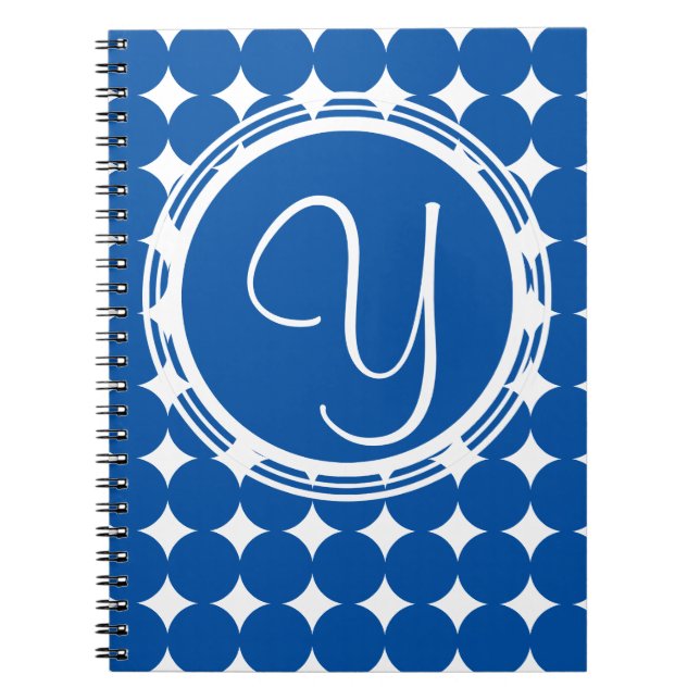 Caderno Espiral Monograma de Bolinhas Azul (Frente)