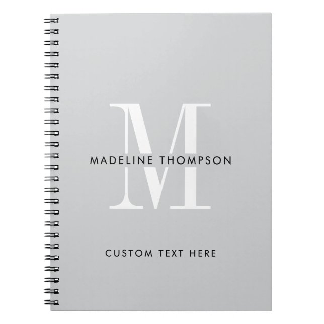 Caderno Espiral Monograma de Cinzas Moderna (Frente)