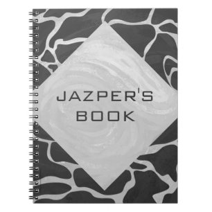 Caderno Espiral Monograma de Cinzas Negra e Clara Giraffe