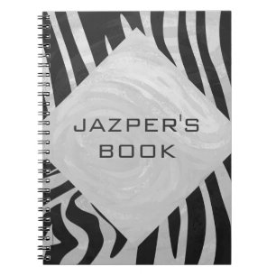 Caderno Espiral Monograma de Cinzas Negras e Claras