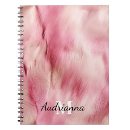 Caderno Espiral Monograma de Cowhide de Garça Rosa Chic
