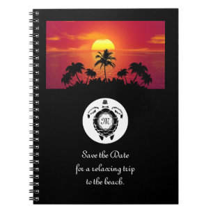 Caderno Espiral Monograma de Diamante de Tartaruga do Mar Negro