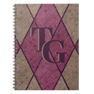 Caderno Espiral Monograma de Diamante Roxo Clássico