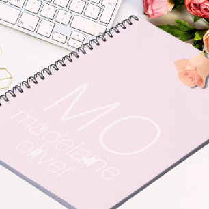 Caderno Espiral Monograma de Diário de Notebook Rosa Inicial Perso