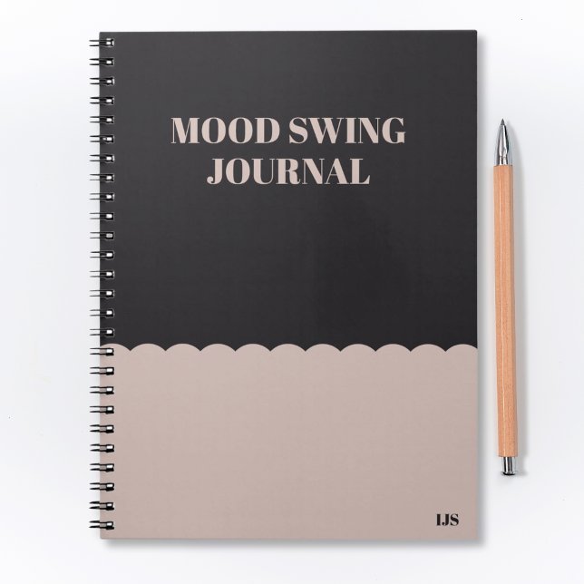 Caderno Espiral Monograma de Diário de Swing Mood Moderno Engraçad (Criador carregado)