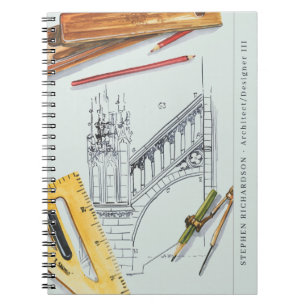 Caderno Espiral Monograma de Engenheiro de arquitetura