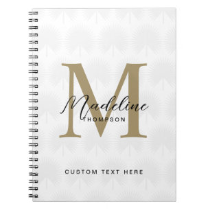 Caderno Espiral Monograma de Folha de Anahaw em Ouro Marfim Minima