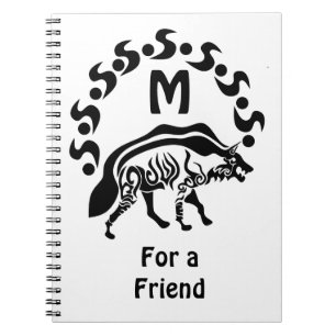 Caderno Espiral Monograma de Hyena listrada tribal