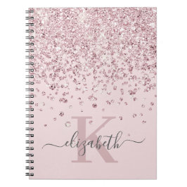 Caderno Espiral Monograma de Lâmpadas com Lâmpada Rosa Dourada com