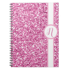 Caderno Espiral Monograma de Largura Rosa