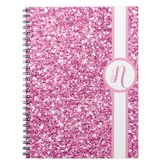 Caderno Espiral Monograma de Largura Rosa (Frente)