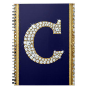 Caderno Espiral Monograma de Letra C emoldurado em Ornato Dourado
